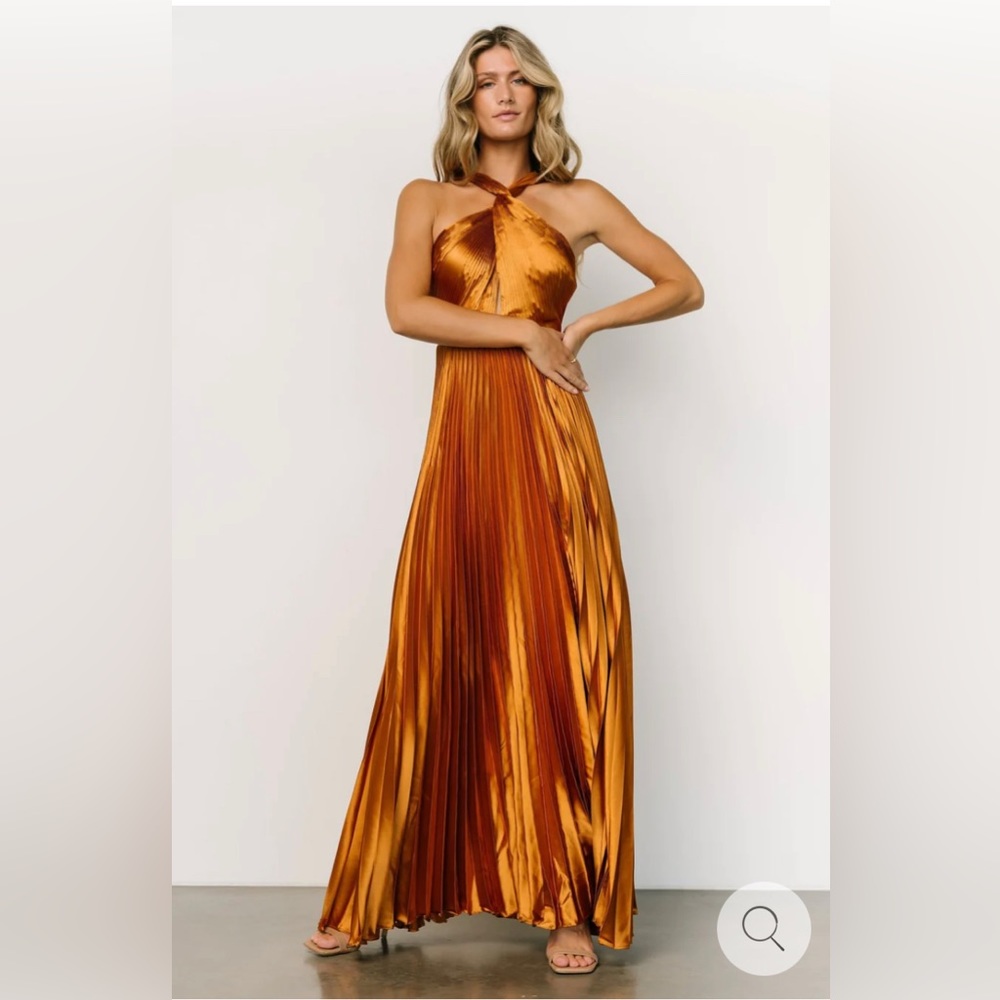 Copper Pleated Satin Gown